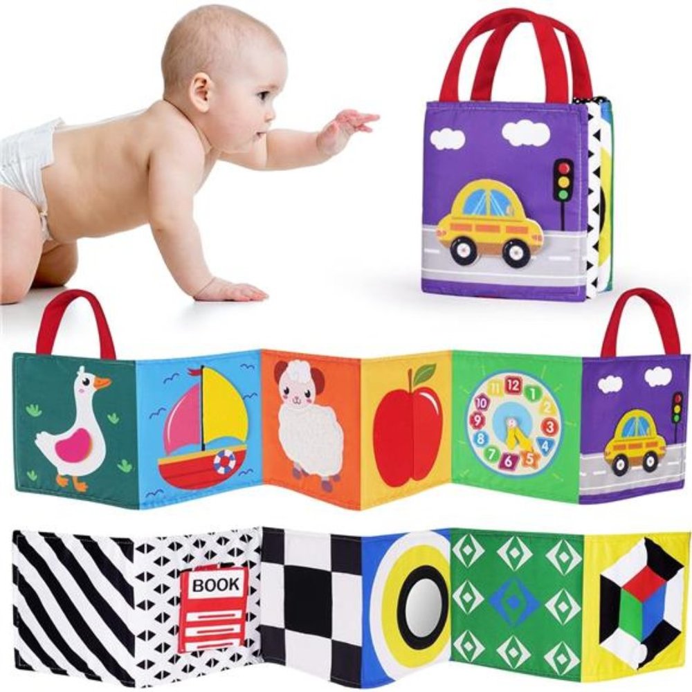 Baby Books 0-6 Months, High Contrast Baby Books 0-6 Months Folding Crinkle Book